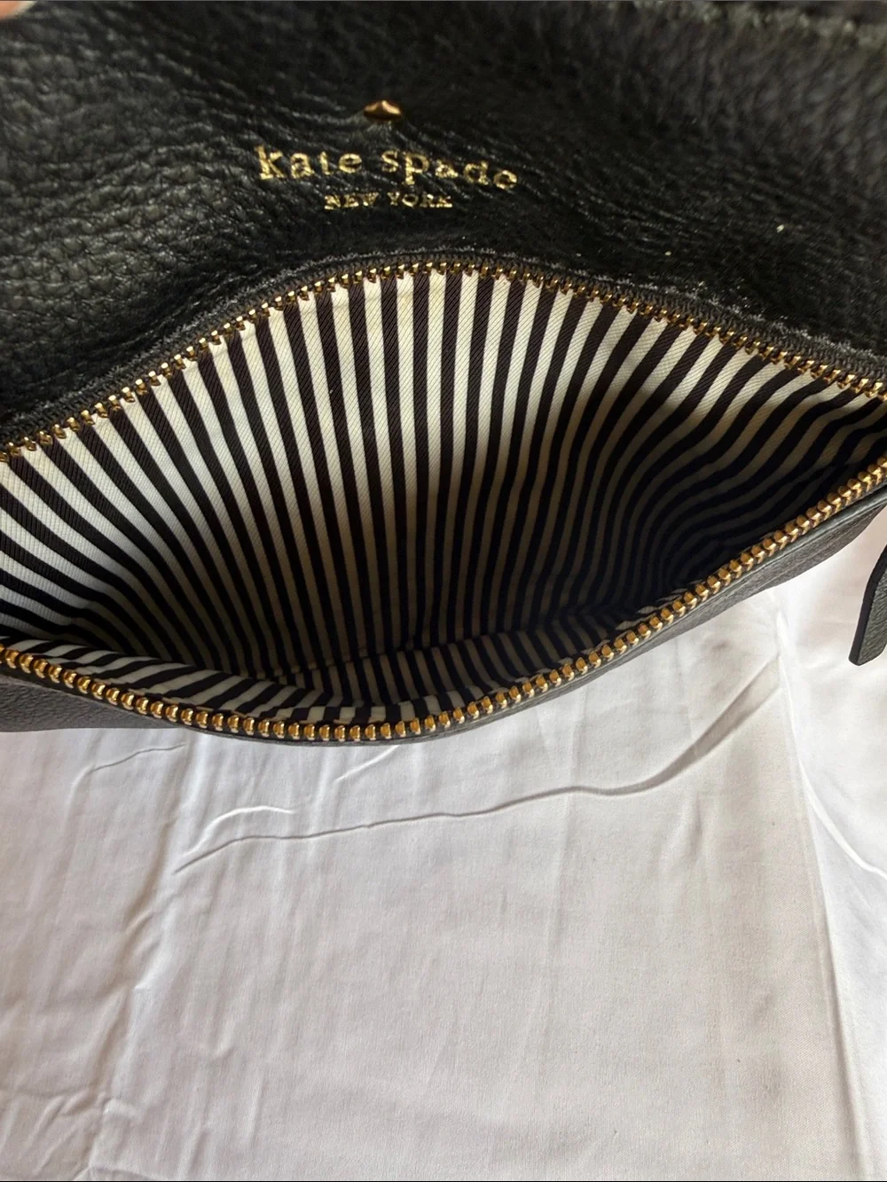 kate spade Black Leather Crossbody with Gold Hardware